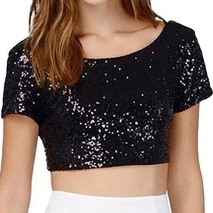 Express Black Sequin Top